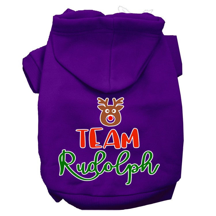 Team Rudolph Screen Print Dog Hoodie Purple XL